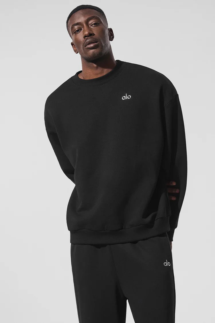 ALO ACCOLADE CREW NECK PULLOVER - BLACK